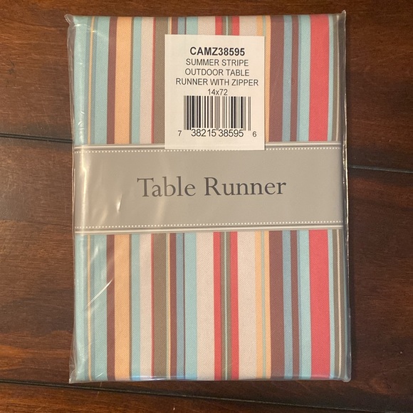 Summer Stripe Outdoor Table Runner with Zipper 14" X 72" - Picture 5 of 6